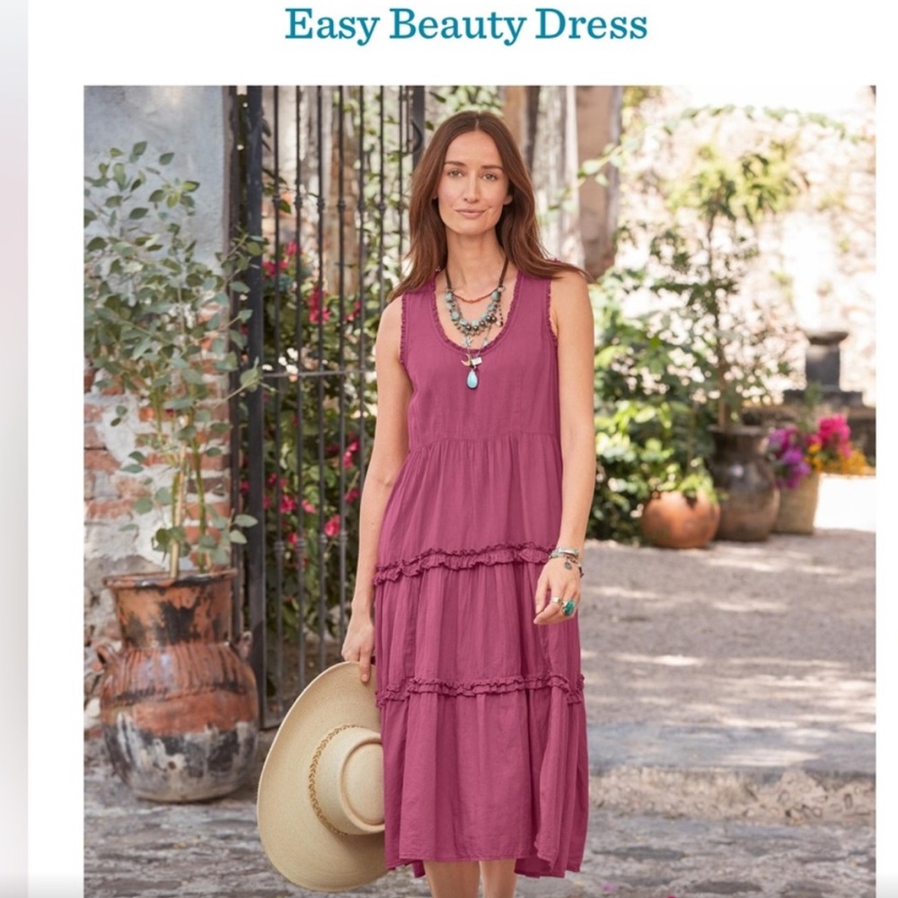 Sundance Raspberry Pink Tiered Midi "Easy Beauty Dress" Size PM